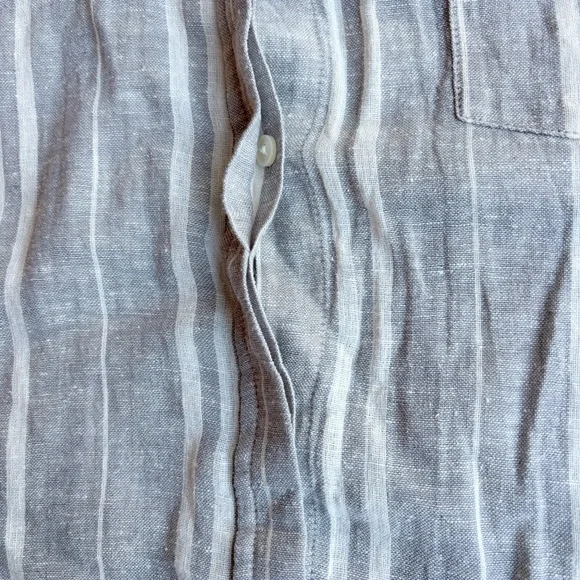 Lucky Brand Linen Blend Stripe Button Up Shirt Raglan Sleeve Neutral Men’s XL - Picture 6 of 11